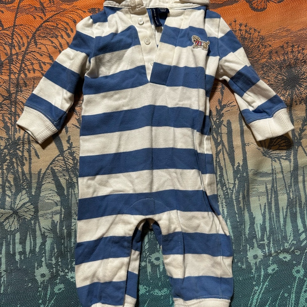 Janie and Jack Blue and White Striped Suit